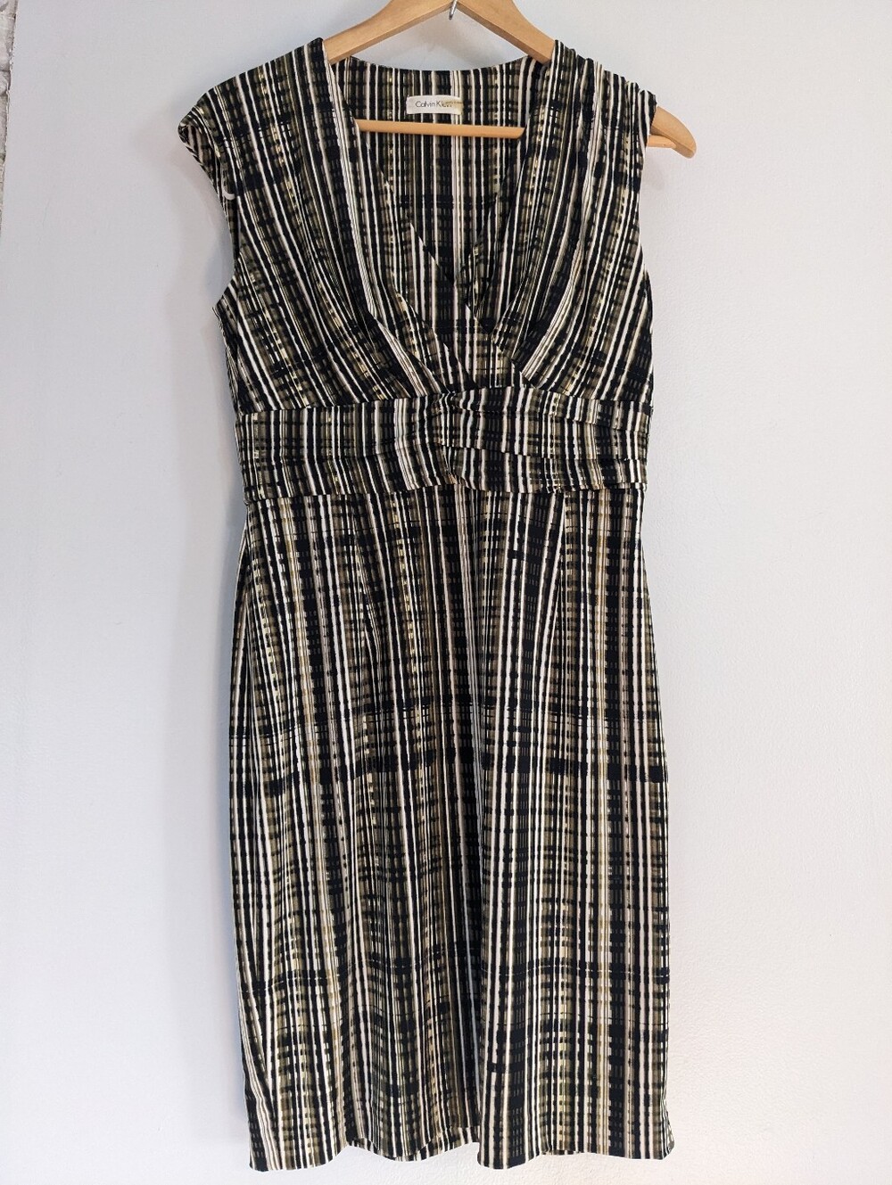 Calvin Klein Dress Women's Size 8 Geometric Sleeveless Sheath Midi Business